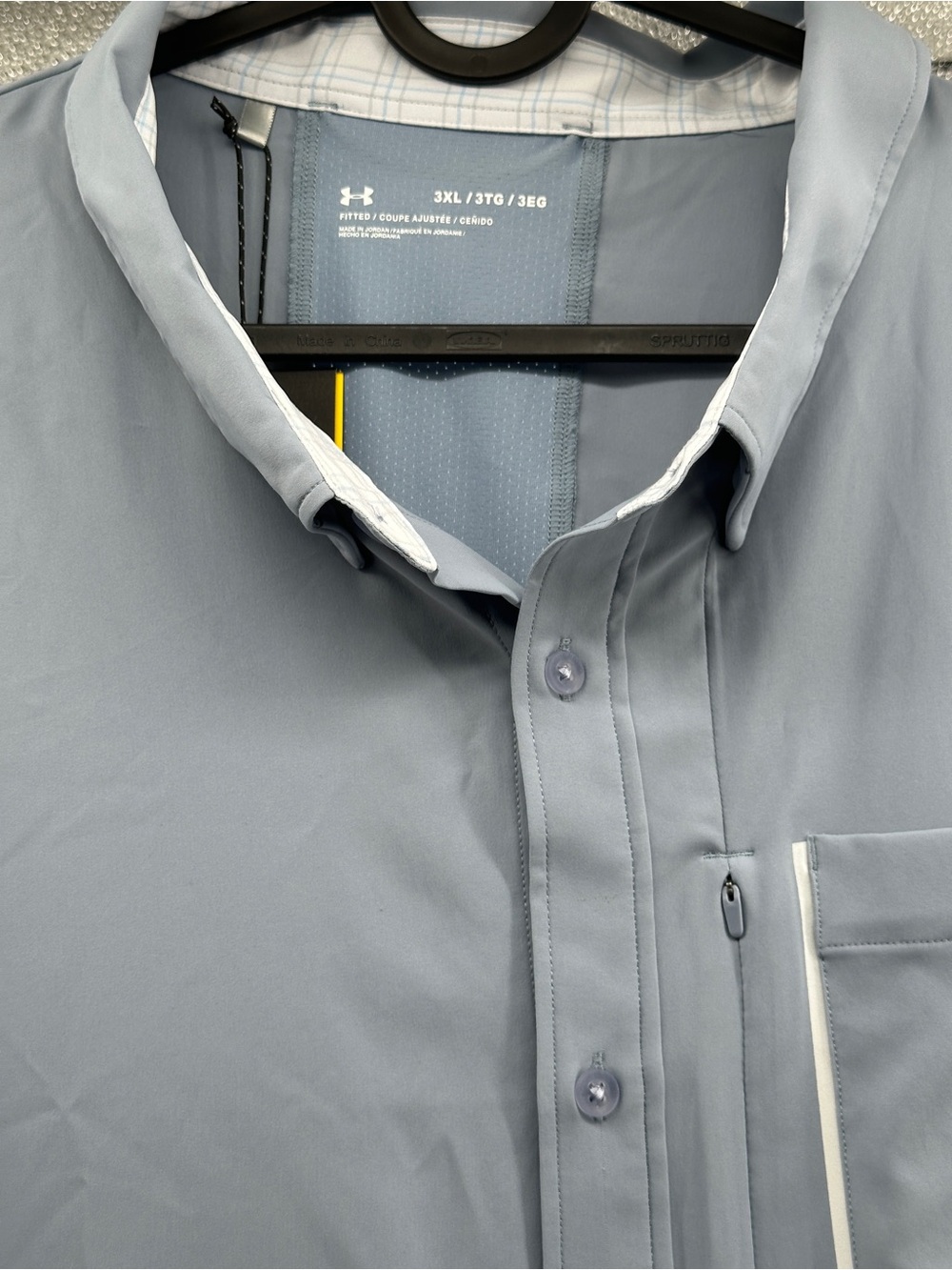 NWT Under Armour light blue short sleeve button down shirt - Picture 2 of 5